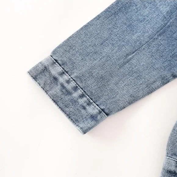 Girls Embroidered Bunny Denim Jacket Soft Cotton Jean Jacket Kids Spring Fall - Picture 5 of 8